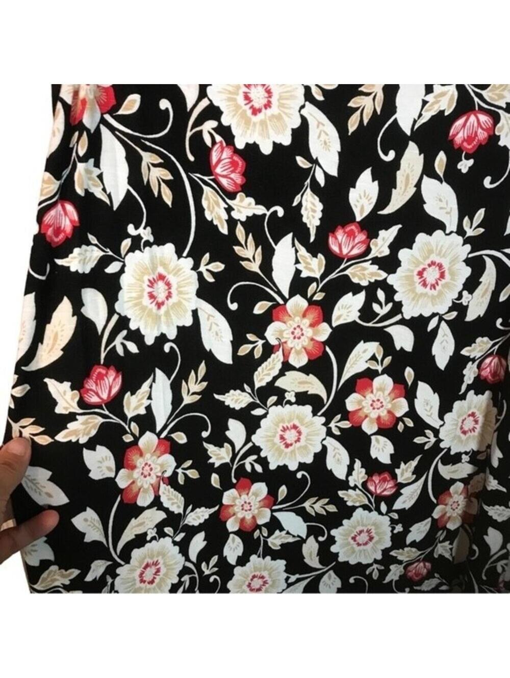 J Jill women’s sleeveless tank dress midi length size small tall black floral - Picture 4 of 9